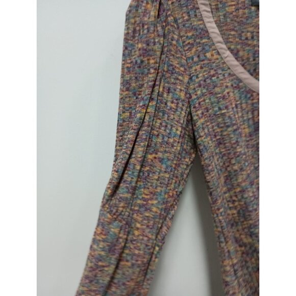Anthropologie Womens Rainbow Henley Top Small Multi Puff Sleeve Scoop Neck Knit - Picture 6 of 13
